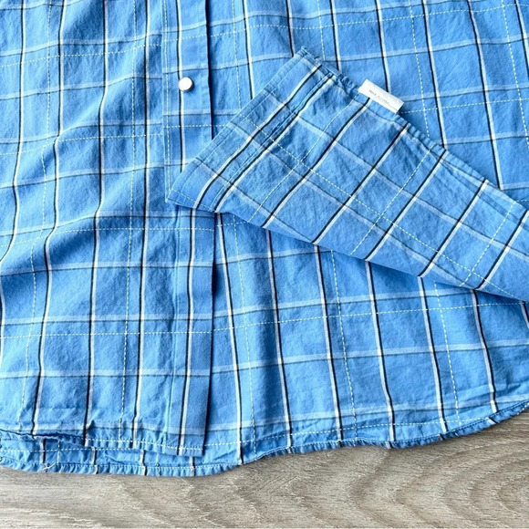 MWG  Blue Plaid Western Button Down Shirt - Picture 7 of 13